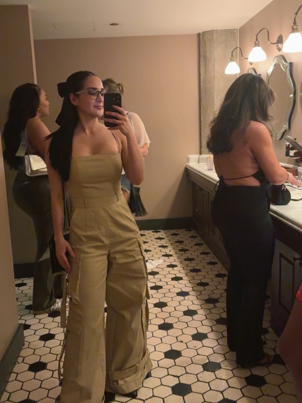 Strapless Cargo Jumpsuit in Khaki